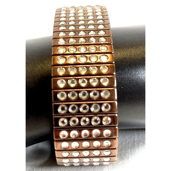 Swarovski Jewelry - Swarovski Austrian Crystal Wide RARE 5 Row Bracelet Stretch Expansion Copper